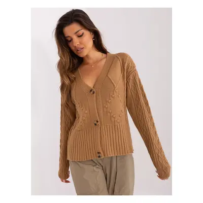 Women's camel sweater with braids