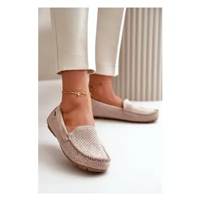 Women's openwork moccasins light beige Rasirna