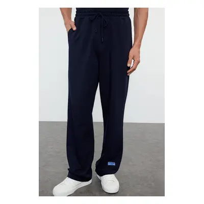 Trendyol Navy Blue Oversize/Relaxed Fit Elastic Waist Sweatpants with Label