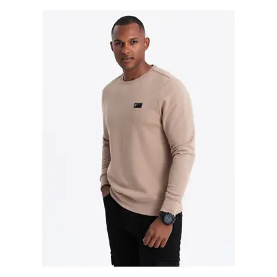 Ombre Men's non-stretch sweatshirt with metal pin - beige