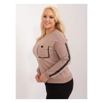 Dark beige cotton blouse plus size