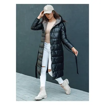 Women's winter quilted coat with hood GRACE black Dstreet