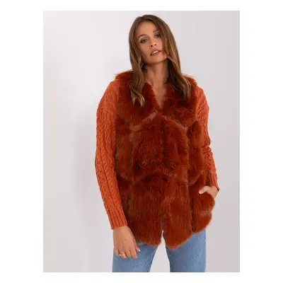 Dark orange fur vest with lining