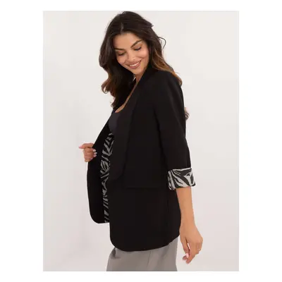 Black women's blazer with ribbed print lining