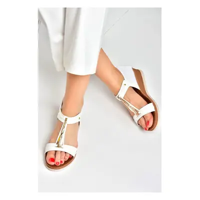 Fox Shoes White Women's Low-heeled Daily Sandals