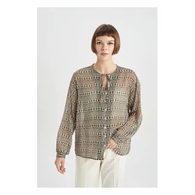 DEFACTO Oversize Patterned Long Sleeve Blouse