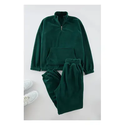 Trendyol Green Oversize/Wide Cut Basic Tracksuit Set