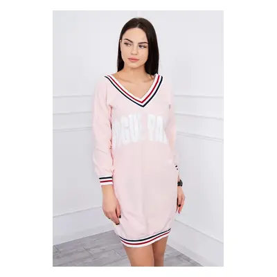 Paris Powder Pink Dress with V-Neck