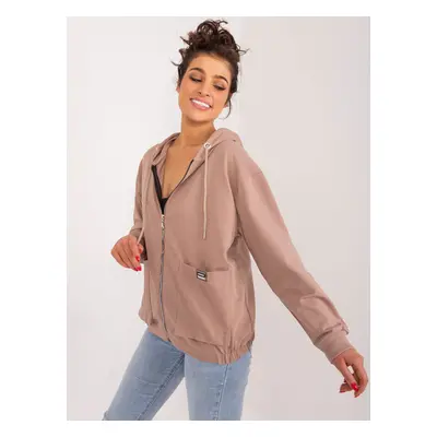 Women's dark beige sweatshirt with pockets