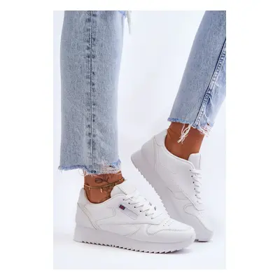 Sports shoes leather lace-up platform White Merida