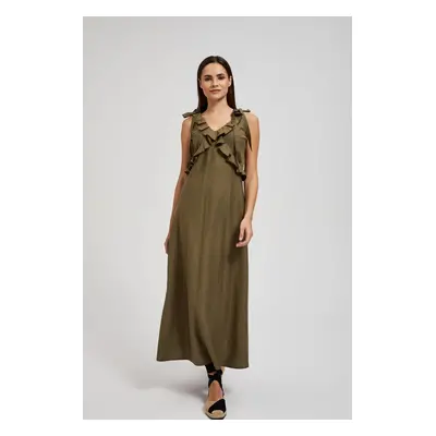 Women's dress with ruffles MOODO - khaki