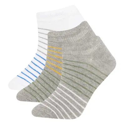 DEFACTO Size 3-Pack Cotton Striped Ankle Socks