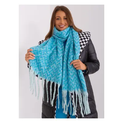 Blue knitted women's scarf