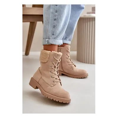 Women's insulated ankle boots Workery with zip beige Mivael