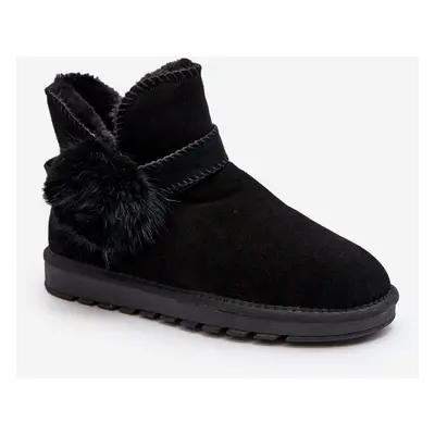 Women's suede snow boots with cutouts, black Eraclio