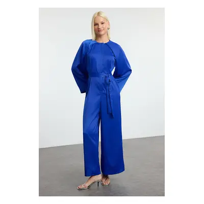 Trendyol Saks Cape Detailed Satin Woven Evening Dress Jumpsuit