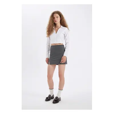 DEFACTO High Waist Cotton Lined Mini Shorts Skirt