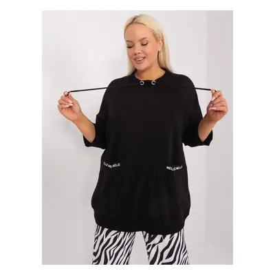 Black loose blouse plus size with pockets