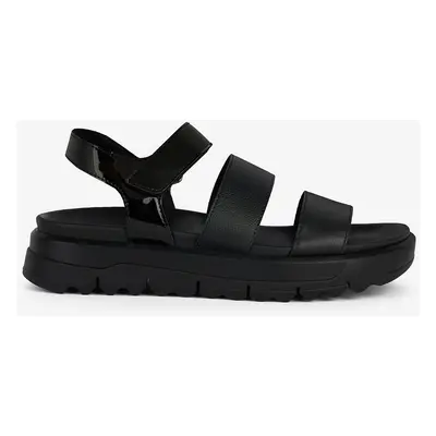 Black Women's Leather Sandals Geox Xand