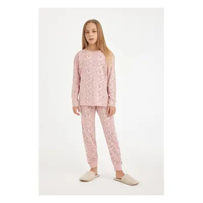 DEFACTO Girl's Patterned Long Sleeve Pajama Set