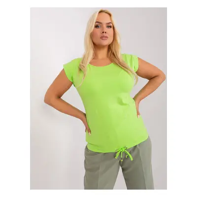 Light green women's plus size blouse with drawstring