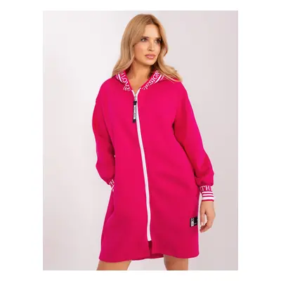 Fuchsia long sweatshirt with zipper