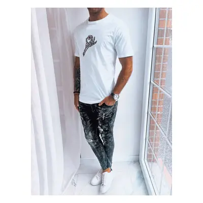 White men's T-shirt with Dstreet print