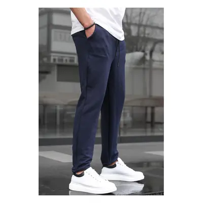 Madmext Navy Blue Basic Waffle Fabric Men's Trousers