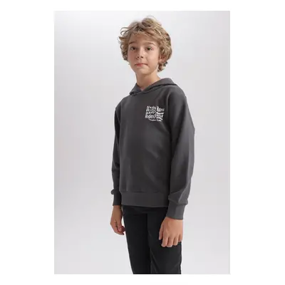 DEFACTO Boy&#39;s Hooded Printed Sweatshirt