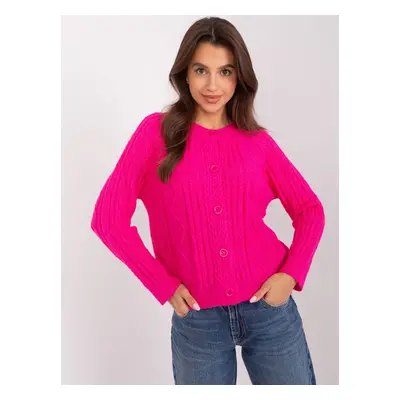 Fuchsia women's cardigan with cables