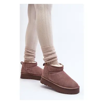 Fashionable Suede Low Snow Boots Khaki Nucca