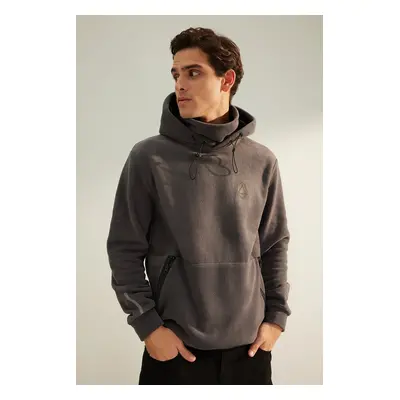 Trendyol Limited Edition Anthracite Regular Cut Geometric Print Fleece Sweatshirt