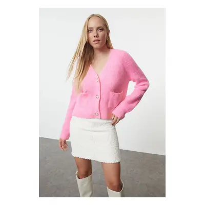 Trendyol Pink V Neck Pocket Knitwear Cardigan