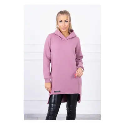 Insulated sweatshirt with longer back dark pink