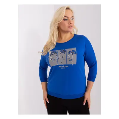 Plus Size Cotton Blouse Cobalt Blue