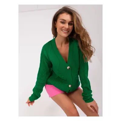 Women's green cardigan with braids