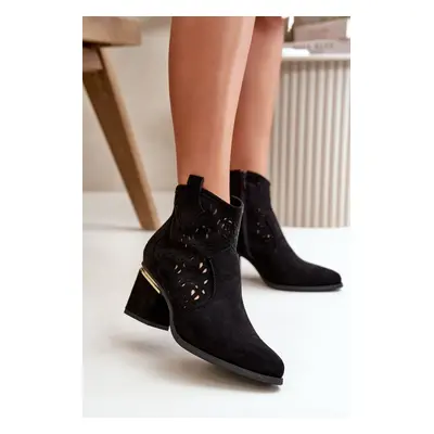 Openwork ankle boots Cowgirl Boots Zip Fastened Black Vosilara