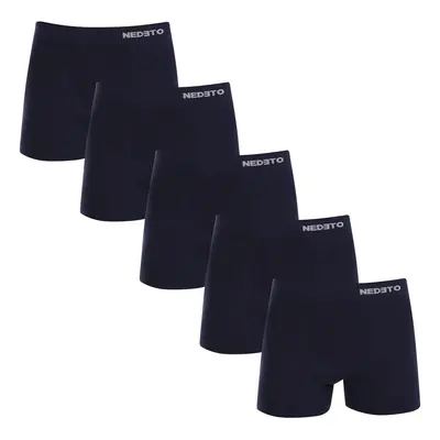 5PACK Men's Boxer Shorts Nedeto Seamless Bamboo Blue