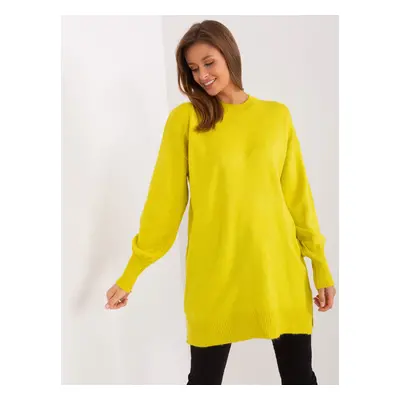 Women's lime oversize sweater with long sleeves