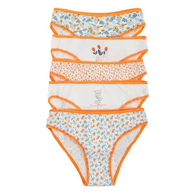 Ecru-orange women's briefs with print 5-pack