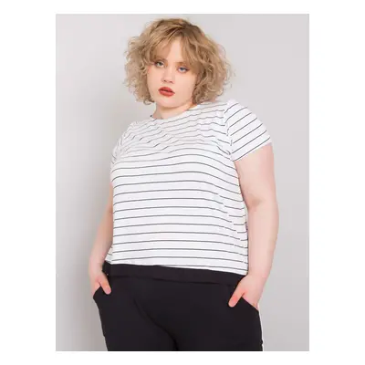 Women's navy blue striped blouse in larger sizes