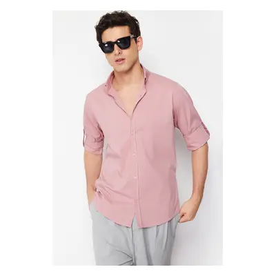 Trendyol Dusty Rose Slim Fit Shirt with Epaulets on Sleeves