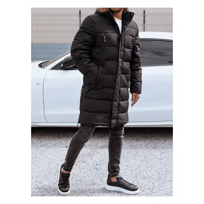 Long men's winter quilted jacket with hood black Dstreet