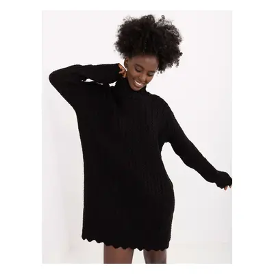 Black knitted dress with long sleeves