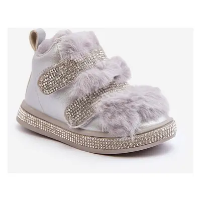 Children's leather insulated snow boots Silver Leela