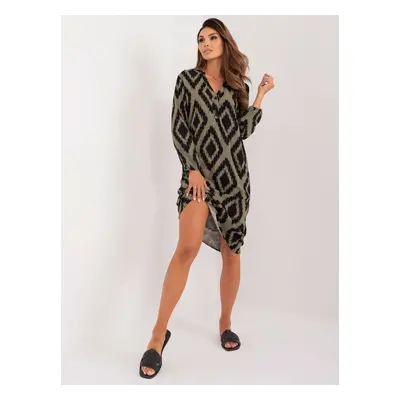 Khaki patterned viscose dress SUBLEVEL