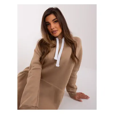 Dark beige long kangaroo hoodie