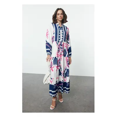 Trendyol Ecru Viscose Woven Patterned Dress