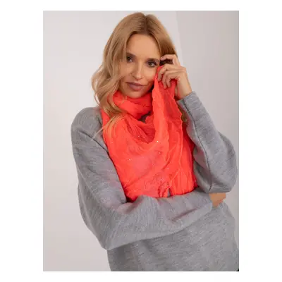 Fluo pink women's scarf with appliqués