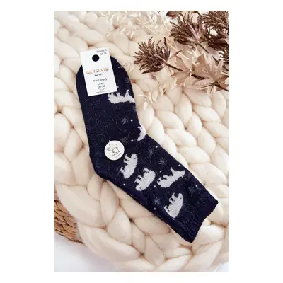 Women's Wool Socks V Polar Bear navy blue